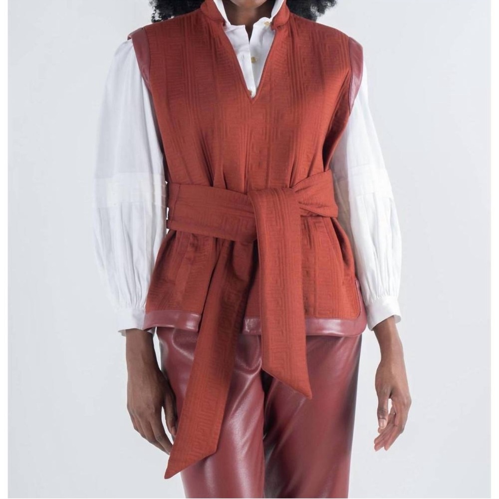 Emily McCarthy aspen vest in fired brick medium